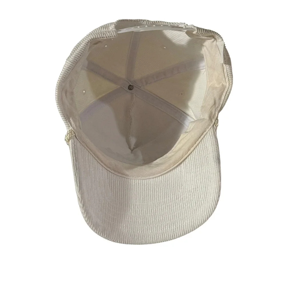 VTG The Sportsman Kansas City Corduroy Rope Trucker Hat Cream White Snapback Cap